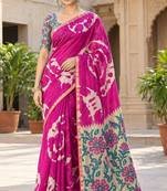 cotton blend saree with elegant printed design for festive & casual wear
