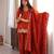 Orange color stylish fendy  fabric designer ready kurta set for girls
