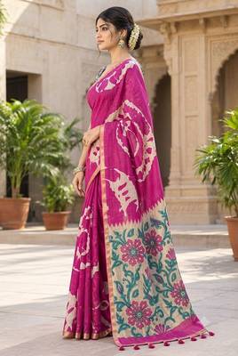 cotton blend saree with elegant printed design for festive & casual wear 3
