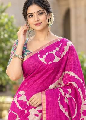 cotton blend saree with elegant printed design for festive & casual wear 4