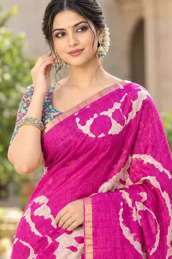 cotton blend saree with elegant printed design for festive & casual wear