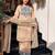 Cream color stylish crunchy fabric designer ready kurta set for girls