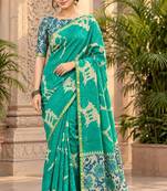 cotton blend saree with elegant printed design for festive & casual wear