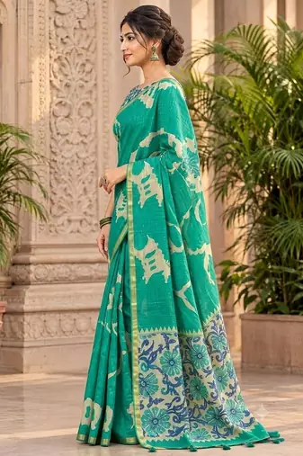 cotton blend saree with elegant printed design for festive & casual wear