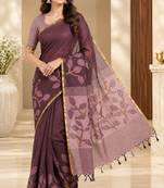 cotton blend saree with elegant printed design for festive & casual wear
