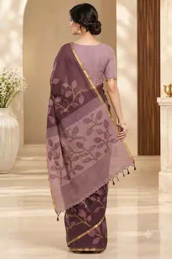 cotton blend saree with elegant printed design for festive & casual wear