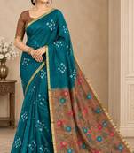 cotton blend saree with elegant printed design for festive & casual wear