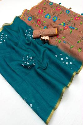 cotton blend saree with elegant printed design for festive & casual wear 5