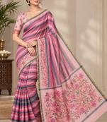 cotton blend saree with elegant printed design for festive & casual wear