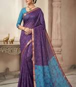 cotton blend saree with elegant printed design for festive & casual wear