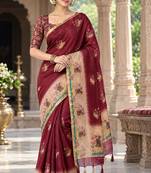 cotton blend saree with elegant printed design for festive & casual wear