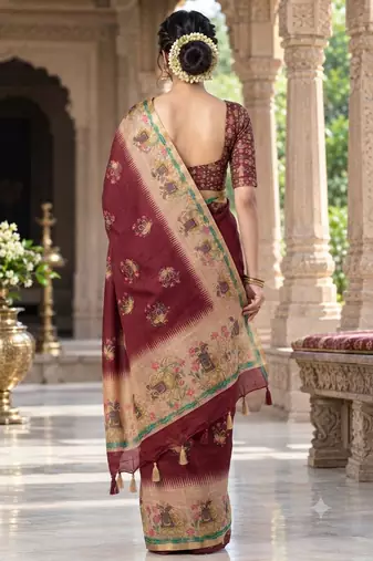 cotton blend saree with elegant printed design for festive & casual wear