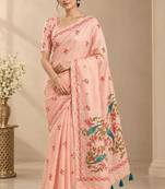 cotton blend saree with elegant printed design for festive & casual wear