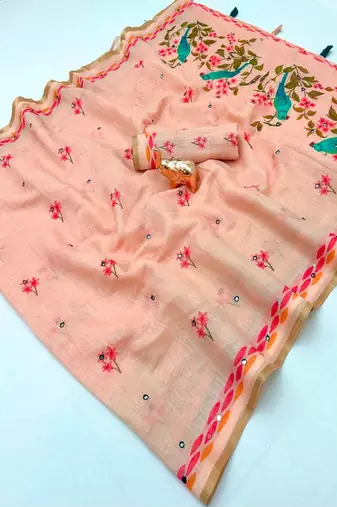 cotton blend saree with elegant printed design for festive & casual wear