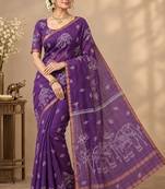 cotton blend saree with elegant printed design for festive & casual wear