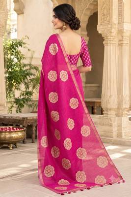cotton blend saree with elegant printed design for festive & casual wear 2