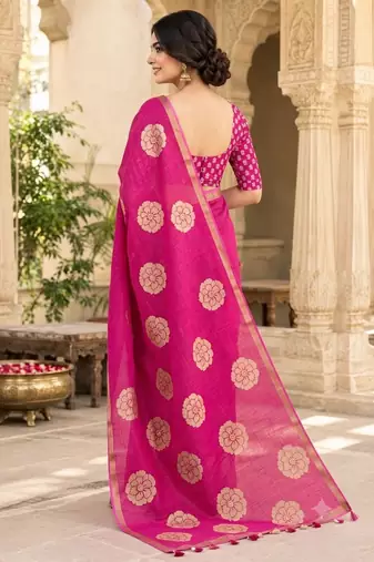 cotton blend saree with elegant printed design for festive & casual wear