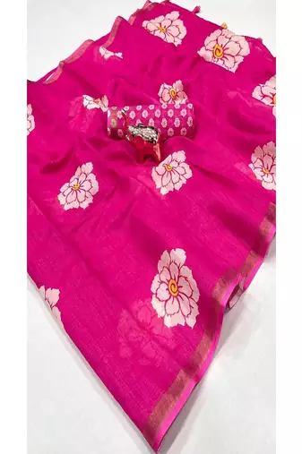 cotton blend saree with elegant printed design for festive & casual wear