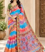 cotton blend saree with elegant printed design for festive & casual wear