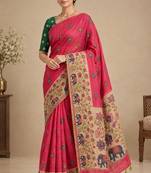 cotton blend saree with elegant printed design for festive & casual wear