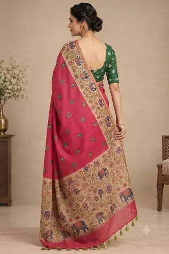 cotton blend saree with elegant printed design for festive & casual wear