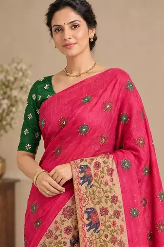 cotton blend saree with elegant printed design for festive & casual wear