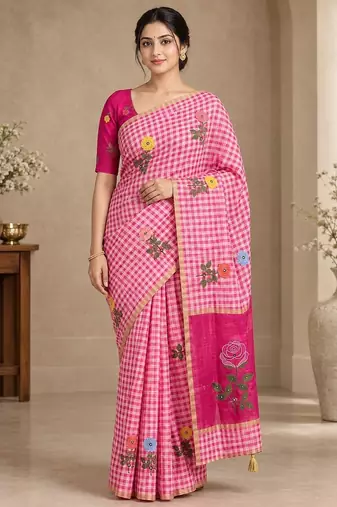 cotton blend saree with elegant printed design for festive & casual wear