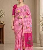 cotton blend saree with elegant printed design for festive & casual wear