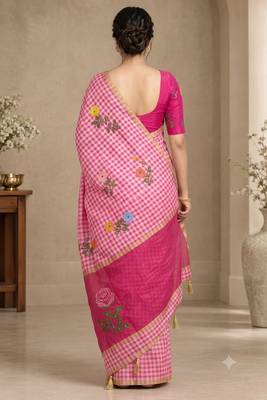 cotton blend saree with elegant printed design for festive & casual wear 2