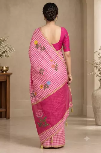 cotton blend saree with elegant printed design for festive & casual wear