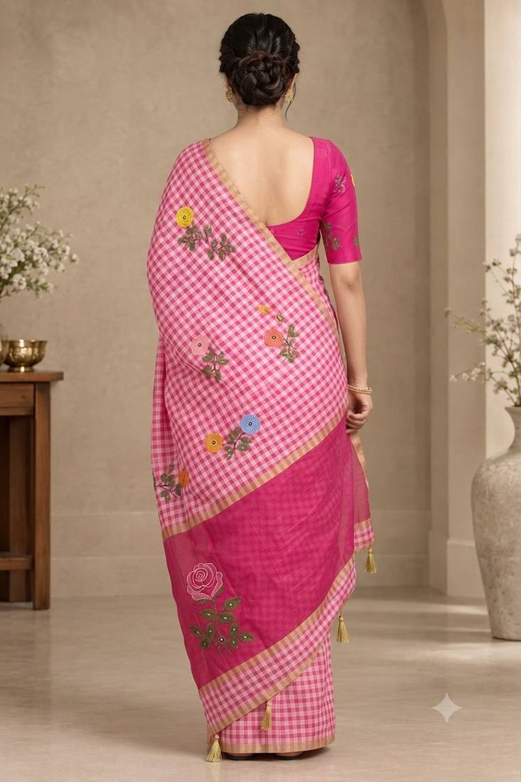 cotton blend saree with elegant printed design for festive & casual wear