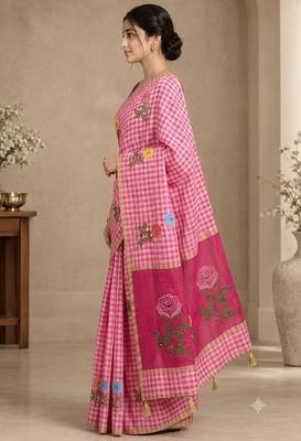 cotton blend saree with elegant printed design for festive & casual wear 3