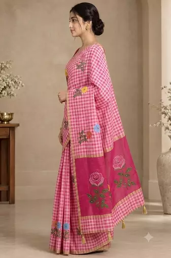 cotton blend saree with elegant printed design for festive & casual wear