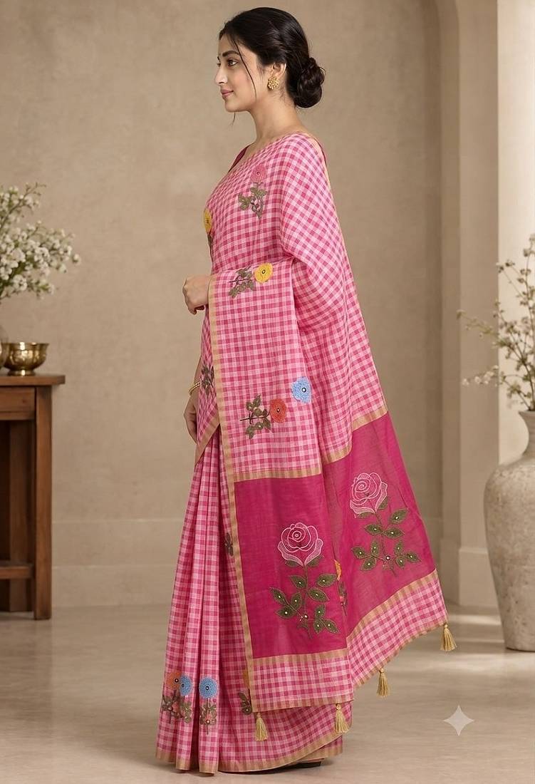 cotton blend saree with elegant printed design for festive & casual wear