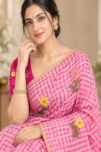 cotton blend saree with elegant printed design for festive & casual wear