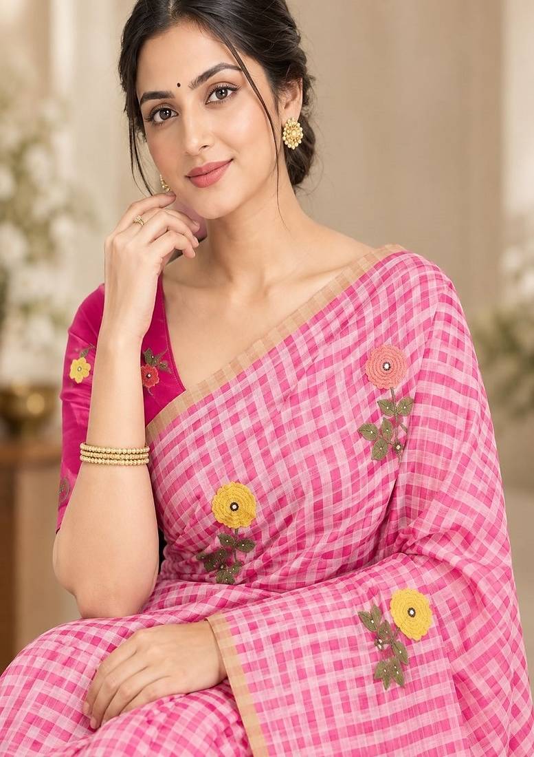 cotton blend saree with elegant printed design for festive & casual wear