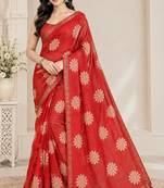 cotton blend saree with elegant printed design for festive & casual wear