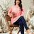 Seva chikan hand embroidered peach terivoil lucknowi chikan top scl9243