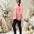 Seva chikan hand embroidered peach terivoil lucknowi chikan top scl9243