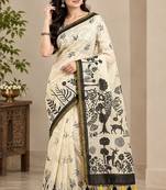 cotton blend saree with elegant printed design for festive & casual wear
