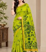 cotton blend saree with elegant printed design for festive & casual wear
