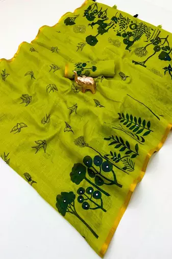 cotton blend saree with elegant printed design for festive & casual wear