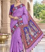 cotton blend saree with elegant printed design for festive & casual wear