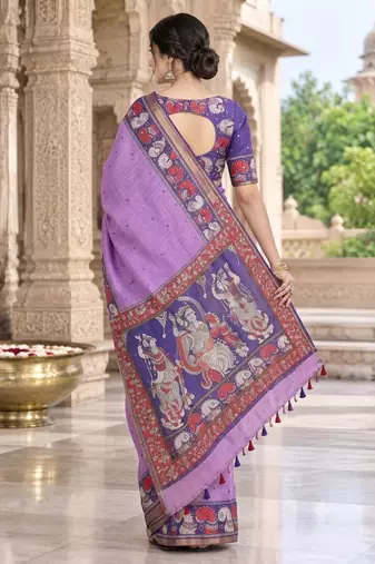 cotton blend saree with elegant printed design for festive & casual wear