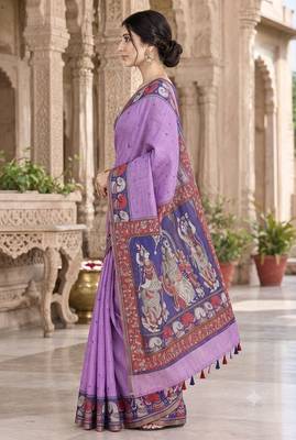 cotton blend saree with elegant printed design for festive & casual wear 3