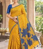 cotton blend saree with elegant printed design for festive & casual wear