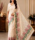 cotton blend saree with elegant printed design for festive & casual wear