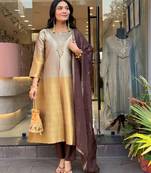 Grey color smart viscose silk fabric beautiful partywear salwar kameez
