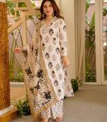 Off white color smart rayon slub fabric beautiful partywear salwar kameez