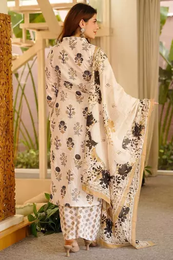 Off white color smart rayon slub fabric beautiful partywear salwar kameez